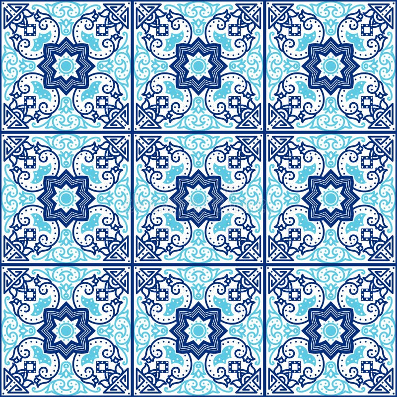 Tuiles portugaises d'azulejo Configurations sans joint illustration de vecteur Tuiles portugaises d'azulejo Configurations sans joint illustration de vecteur
