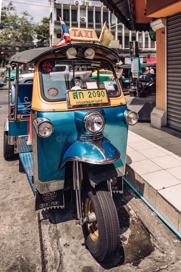 Tuk tuk taxi on Kaosan road in Bangkok. stock photography Tuk tuk taxi on Kaosan road in Bangkok. stock photography
