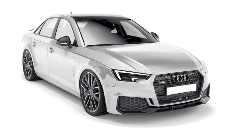 Tula. 9. Juni 2021 : grau audi rs4 quattro 2018 Luxus stylish auto isoliert auf weißem hintergrund 3d rendering. vektor abbildung