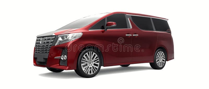 Tula. 21. Juni 2021 : toyota alphard 2015 Premium-Familie und Business rot Minivan isoliert auf weißem Hintergrund lizenzfreie abbildung