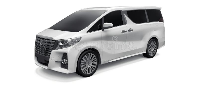 Tula. 22. Juni 2021 : Toyota alphard 2015 Premium Familie und Business weißen Minivan isoliert auf weißem Hintergrund stock abbildung