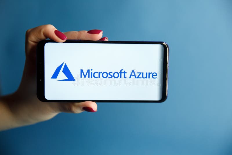 Tula, Rusland - JANUARI 29, 2019: Microsoft Azureembleem op modern wordt getoond die
