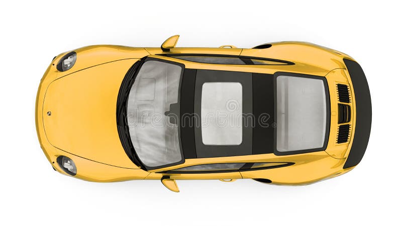 Tula russia. 15 mars 2021 : Porsche 911 turbo s 2016 gul sportbilskupe isolerad på vit bakgrund 3d royaltyfri illustrationer