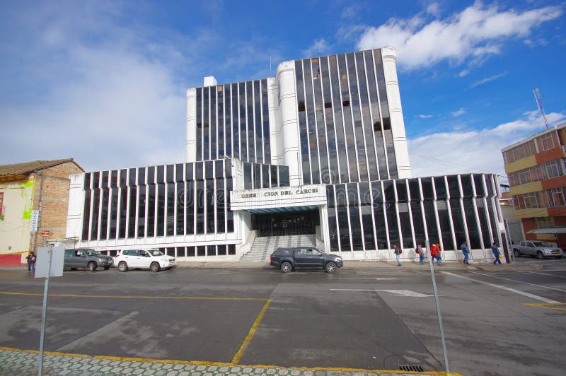 TULCAN, ECUADOR - JULY 3, 2016: the city hall is located in front of the central park of the city stock photography TULCAN, ECUADOR - JULY 3, 2016: the city hall is located in front of the central park of the city stock photography