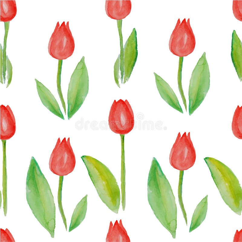 Tulipas sem emenda florais do teste padrão (flores vermelhas com folhas verdes) ilustração royalty free Tulipas sem emenda florais do teste padrão (flores vermelhas com folhas verdes) ilustração royalty free