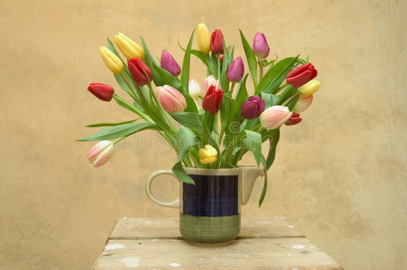 Still Life with Tulips, Narcissuses and Dandelions Stock Image - Image ...