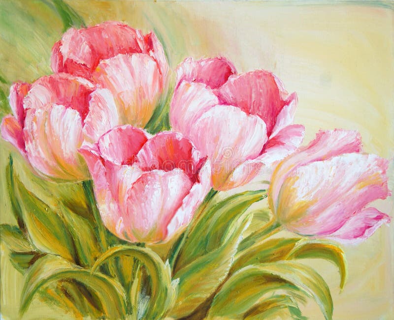 Tulips da pintura a óleo ilustração do vetor Tulips da pintura a óleo ilustração do vetor