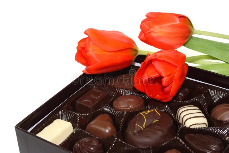 Tulips e chocolate imagens de stock royalty free Tulips e chocolate imagens de stock royalty free