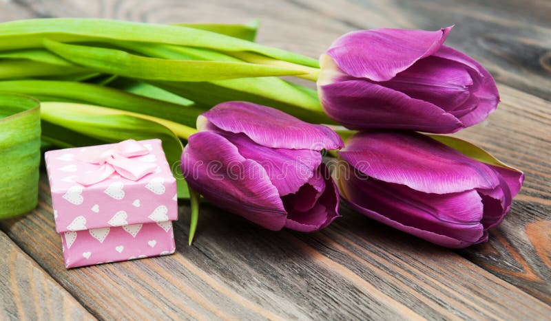 Tulips with gift box