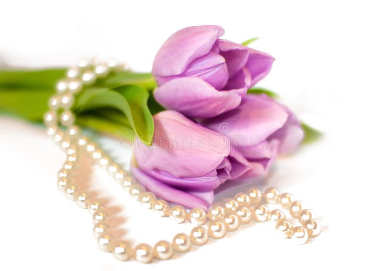 Tulips and pearl necklace