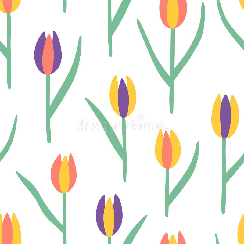 Violet Doodle Flowers Vector Seamless Pattern Stock Vector ...