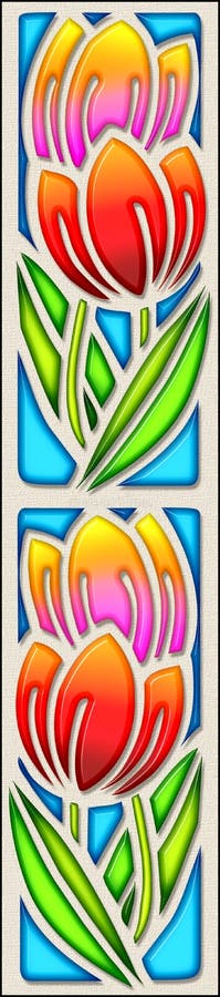 Tulips in stained glass stock illustration
