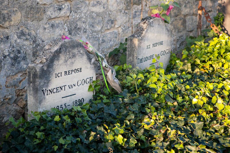 Vincent Van Gogh tomb at the village churchyard Auvers-sur-Oise in French department. Vincent Van Gogh tomb at the village churchyard Auvers-sur-Oise in French department