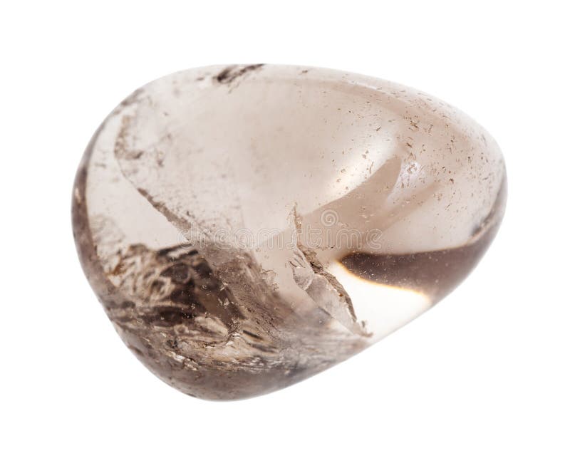 Tumbled Smoky quartz gem stone isolated on white