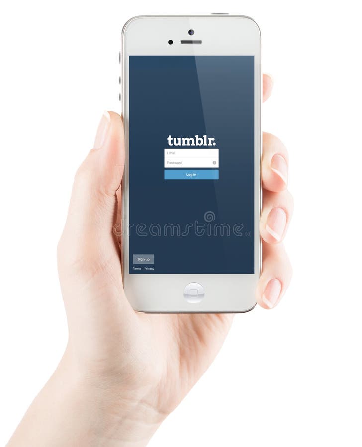 SIMFEROPOL, RUSSIA - JULY 06, 2014: Tumblr Login page on Apple iPhone screen. Tumblr is a microblogging platform and social networking website. Founded in February 2007, owner Yahoo! Inc.