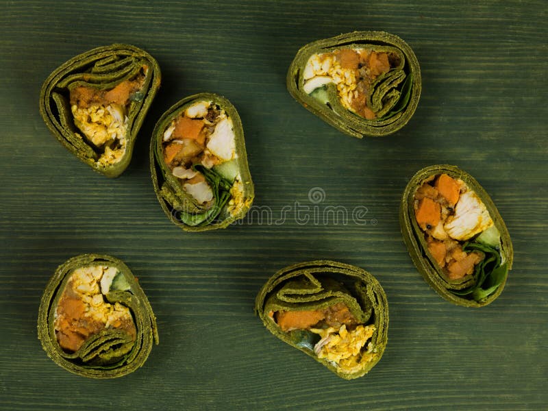 Tumeric Chicken Wrap or Sandwich Stock Image Image of text, snack
