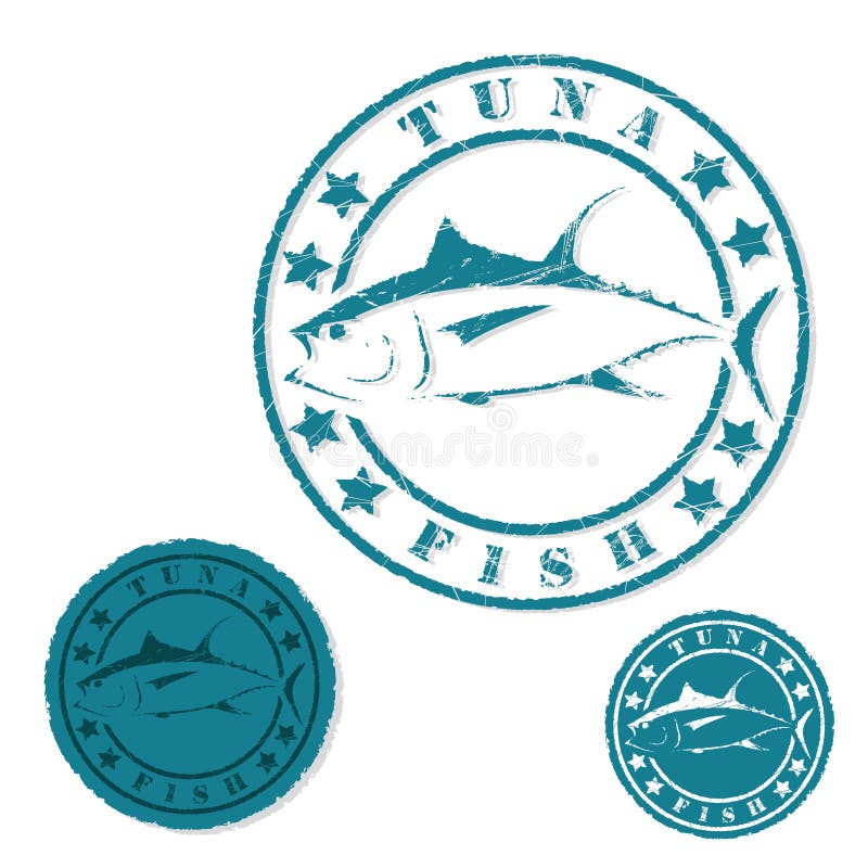 Tuna fish grunge stamp royalty free illustration