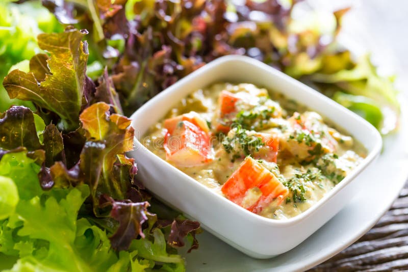 Tuna Salad with Crab Sticks Stock Photo Image of eating, bowl 60427916
