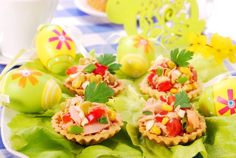 Tuna salad in tartlets for easter