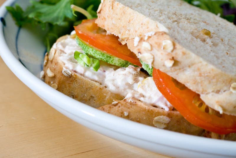Tuna Sandwich with Tomatoes and Cucumber. Stock Image Image of