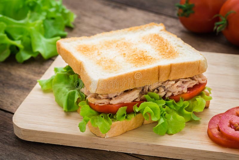 Tuna Sandwich with Vegetables on Wooden Plate Stock Photo Image of natural, food 59512126