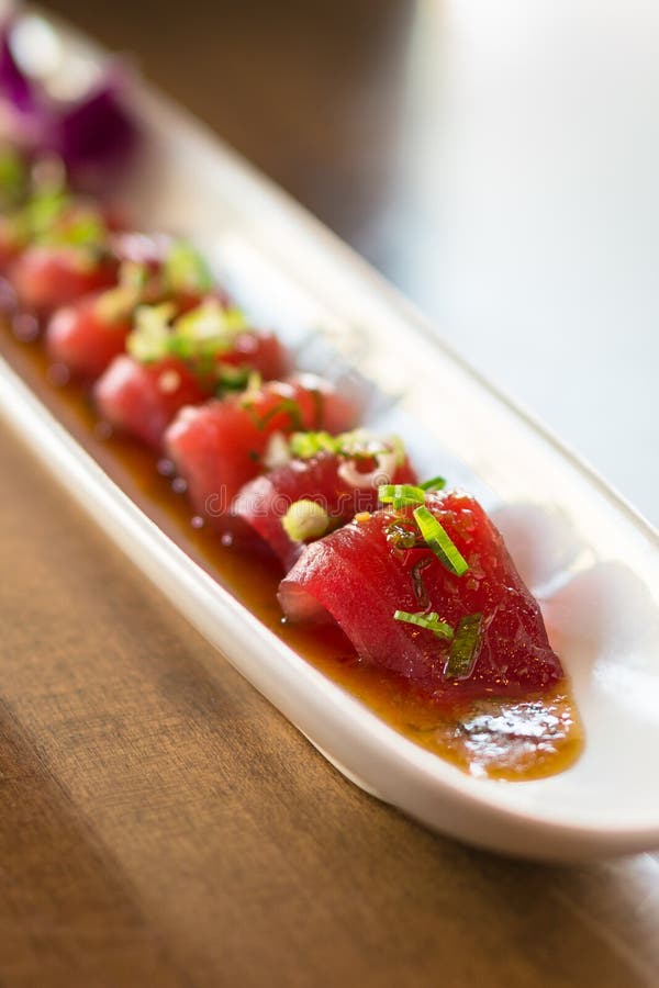 Tuna sashimi plate. stock image. Image of meal, dinner - 93250011