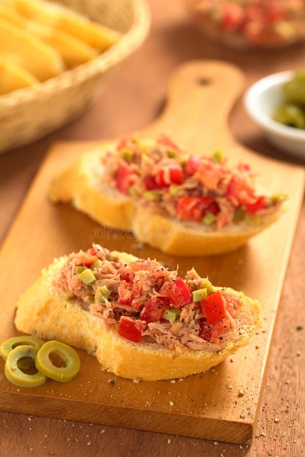 Tuna Spread on Bread stock photo. Image of vertical, green 25882746