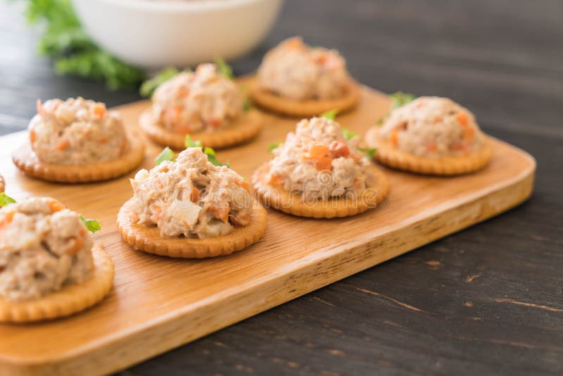 Tuna spread with cracker stock photo. Image of tasty 94854208