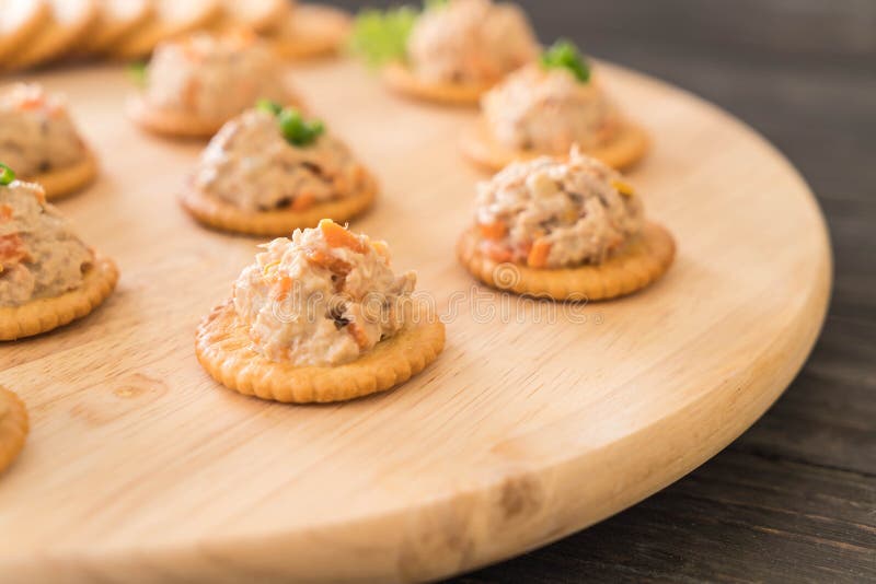 Tuna spread with cracker stock photo. Image of catering 95241724