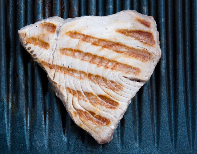 Tuna Steak Cooking on a Grill Stock Photo Image of lunch, fried 20155240