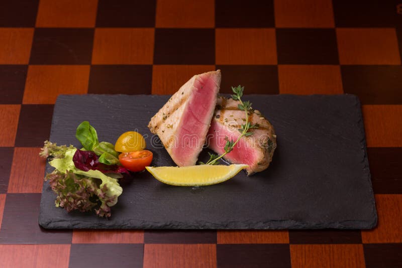 Tuna steak stock image. Image of roquette, grill, salad 46634253