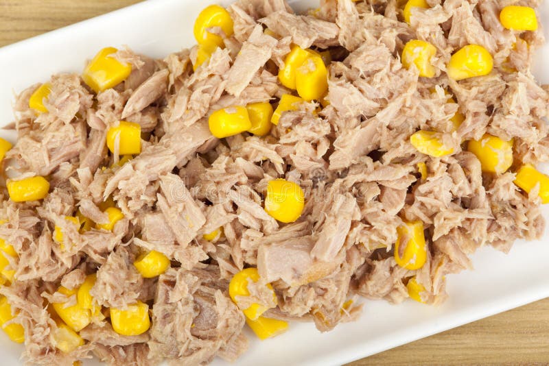 Tuna and Sweet Corn Presented on a Platter Stock Photo Image of sauce