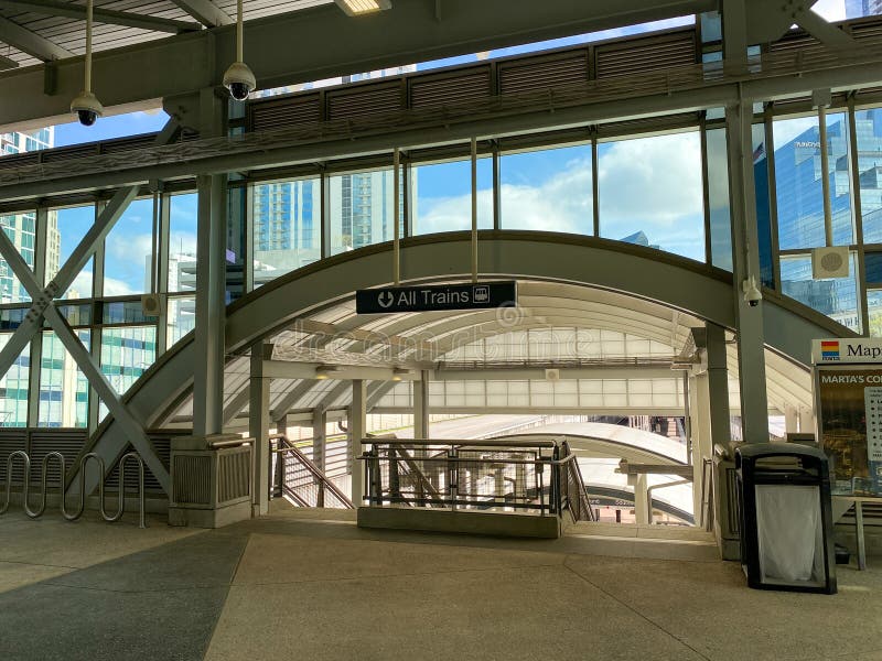 Atlanta, GA/USA-3/21/20:  The Marta Station tunnel to the trains in the Buckhead district of Atlanta, GA. Atlanta, GA/USA-3/21/20:  The Marta Station tunnel to the trains in the Buckhead district of Atlanta, GA