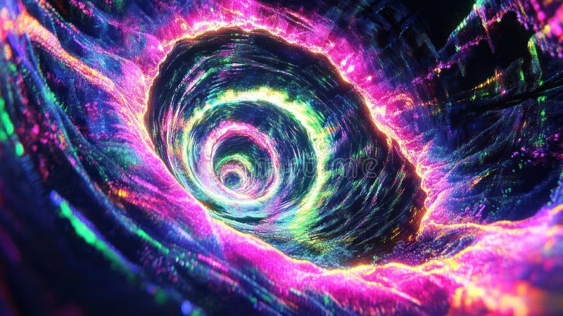 Tunel Vibrant Neon Vortex : Abstrakcyjny Render Psychedeliczny 3D ilustracja wektor