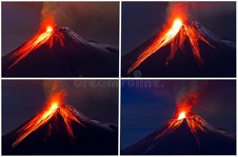 Tungurahua Volcano eruption collage