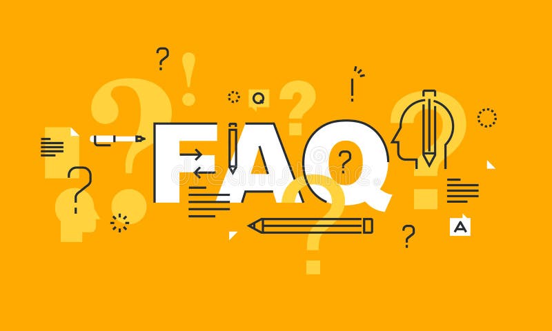 Tunn linje lägenhetdesignbaner för FAQ-webbsida