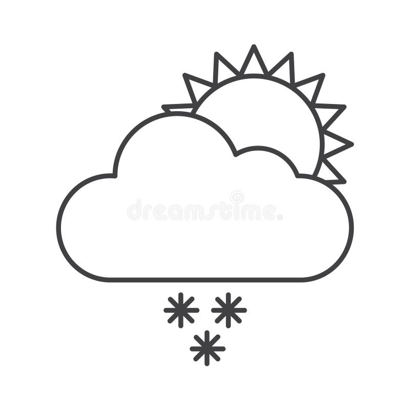 Tunn linje snöregnsymbol royaltyfri illustrationer