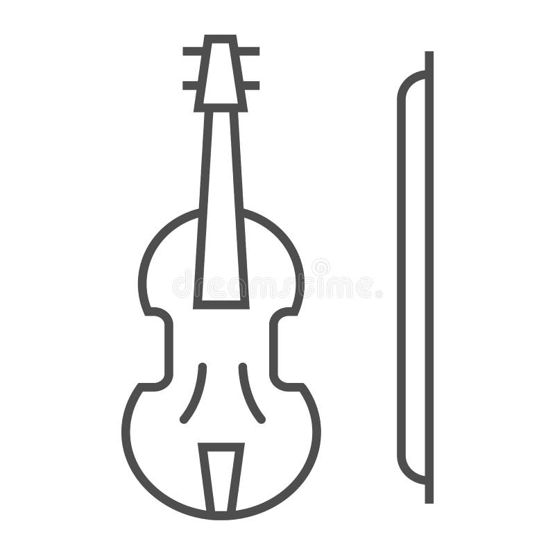 Tunn linje symbol för fiol, musikal och instrument, altfioltecken, vektordiagram, en linjär modell på en vit bakgrund stock illustrationer Tunn linje symbol för fiol, musikal och instrument, altfioltecken, vektordiagram, en linjär modell på en vit bakgrund stock illustrationer