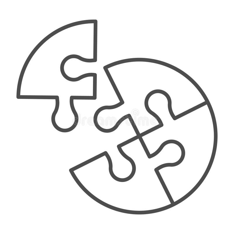 Tunn linjeikon för det logiska pusslet. Vector-grafik. Kör bubblans logikspelssignal på. Visa bubbelns logikspelstecken på den vita konturstilsikonen för mobil eller webbdesign.