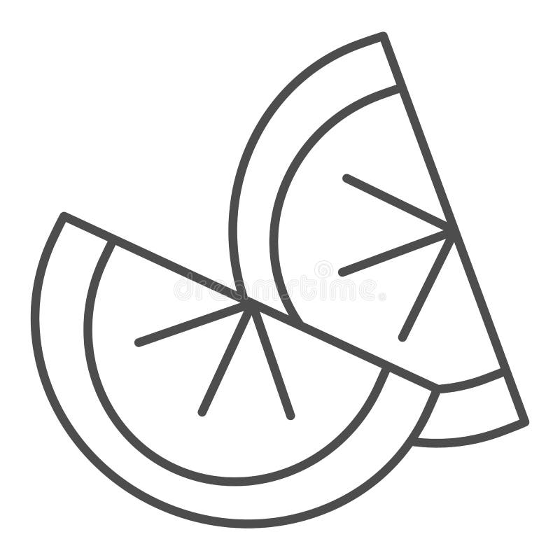 Tunn linjeikon för orange segment. Två söta citrusskivor illustreras med vit färg.. delikat format för citronkonturer vektor illustrationer
