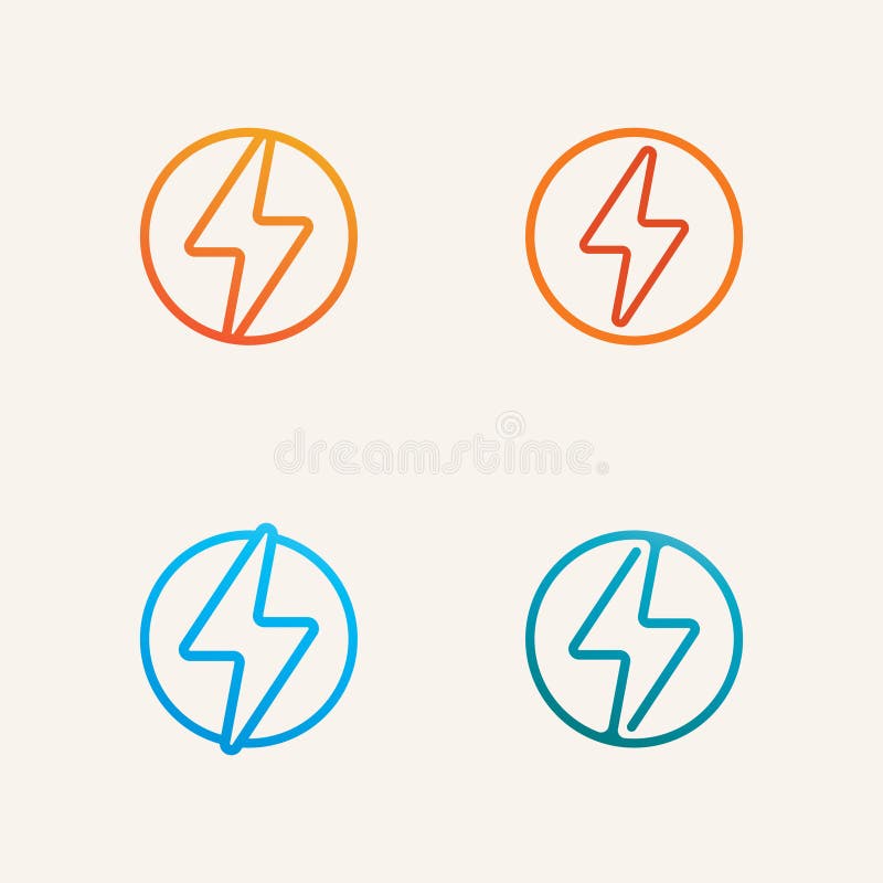 Tunnbolt-kretsloppsvektor med energipulslinjer och effektsymbol för högteknologiska Logokoncept vektor illustrationer