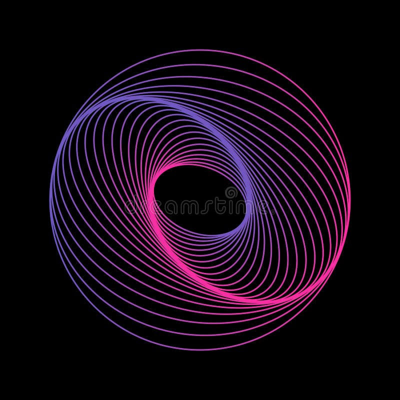 Tunnel abstract. Twisted colored circle 3d. Twisted lines. Red logo. Sphere 3d stock illustration