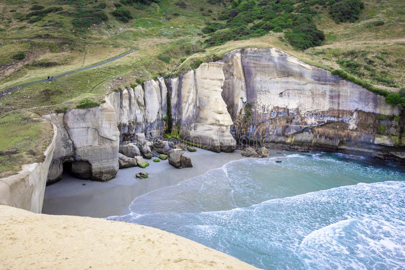 Tunnel Beach, Dunedin, New Zealand, Aerial View Stock Image Image of