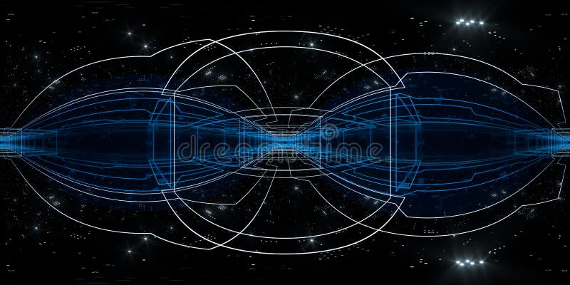 Tunnel buio con brillanti linee di neon rendering 3d royalty illustrazione gratis