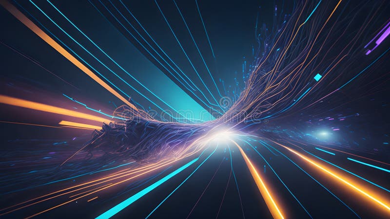 Tunnel futuristico con brillante rendering 3d sfondo astratto. aie generativa royalty illustrazione gratis