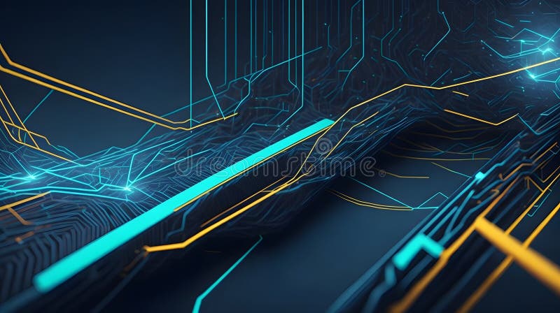 Tunnel futuristico con linee luminose sfondo astratto. aie generativa royalty illustrazione gratis