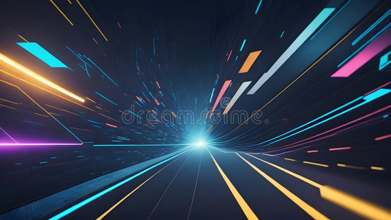 Tunnel futuristico con linee luminose sfondo astratto. aie generativa illustrazione vettoriale