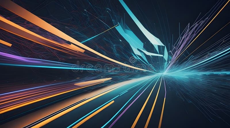 Tunnel futuristico con linee luminose sfondo astratto. aie generativa royalty illustrazione gratis