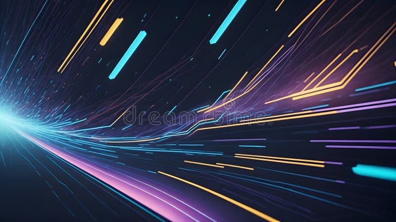 Tunnel futuristico con linee luminose sfondo astratto. aie generativa royalty illustrazione gratis
