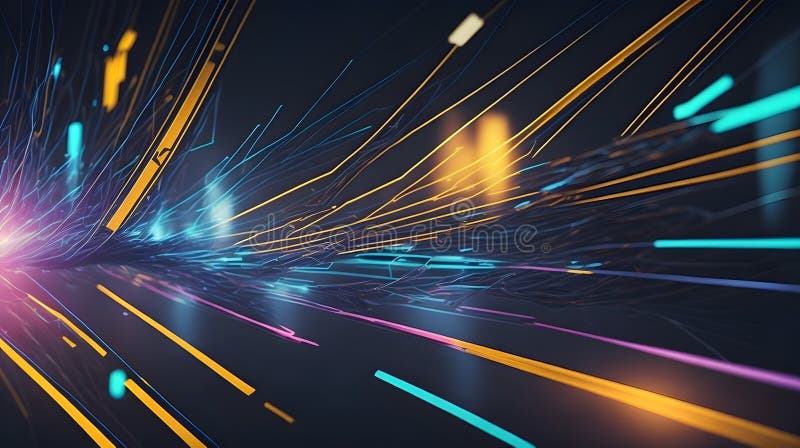 Tunnel futuristico con linee luminose sfondo astratto. aie generativa illustrazione vettoriale